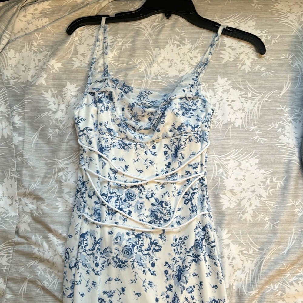 SHEIN Blue and White floral maxi dress- size small